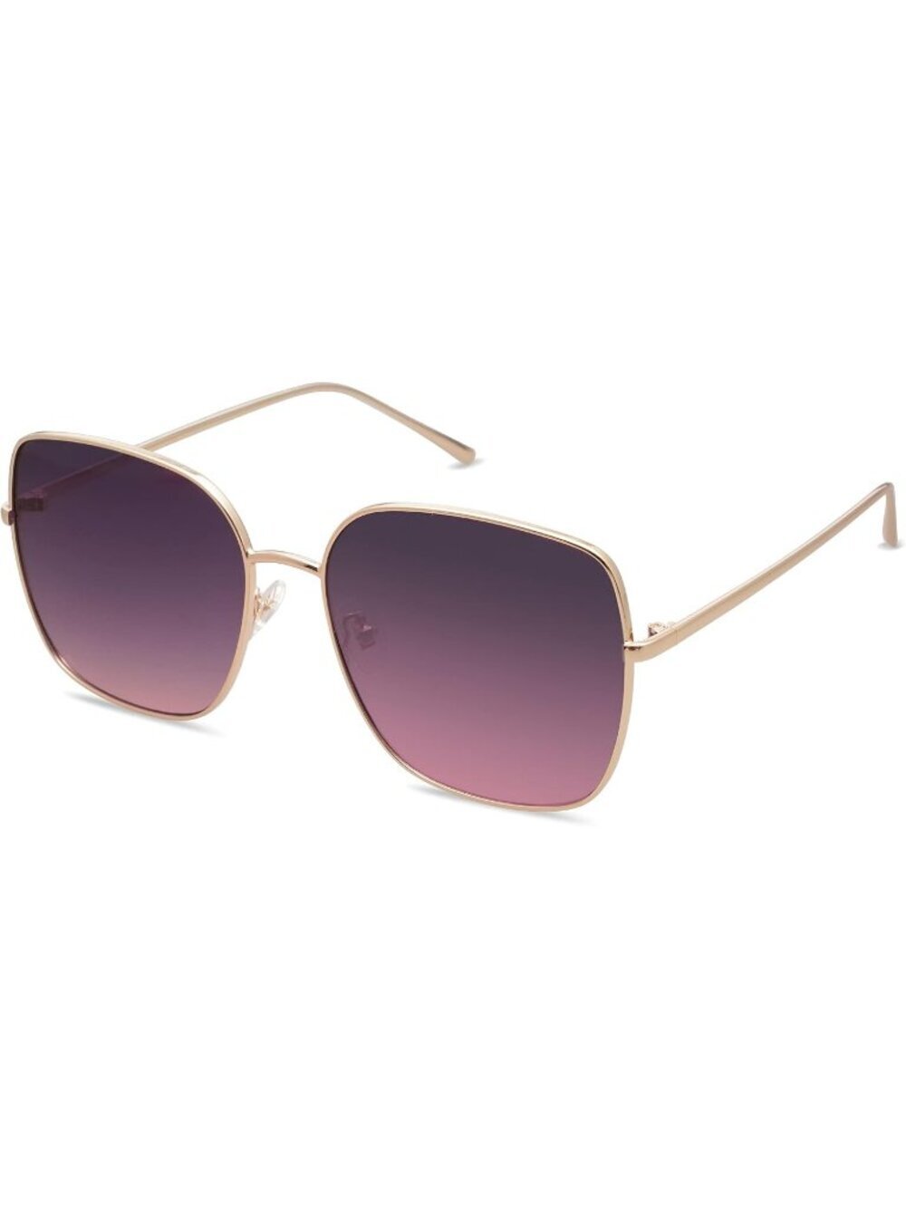 Women's Gold Grey Purple Oversized Square Metal Frame Protection Sunglasses
